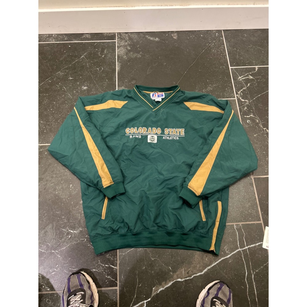 Russell Athletic Colorado State Rams Pullover‎ Windbreaker Green Gold Mens XL